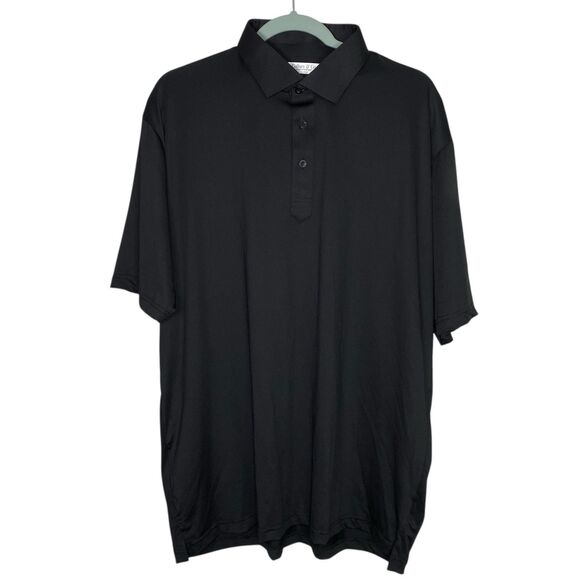 Collars & Co Polo Shirt Men L Black Dress Collar Business Casual Office Work NEW